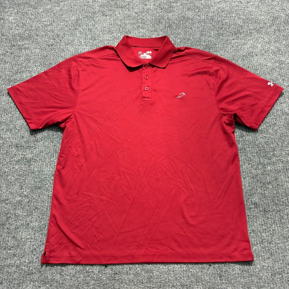 Under Armour HeatGear Mens Polo Shirt‎ Size Large Red Loose Outdoor Short Sleeve